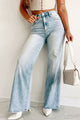 Alana High Rise Wide Leg Risen Jeans (Light) - NanaMacs