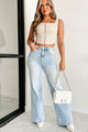 Walking A Fine Line Faux Leather Hook & Eye Crop Top (Cream) - NanaMacs