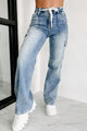 New Millenia Drawstring Tie Wide Leg Risen Cargo Jeans (Medium) - NanaMacs