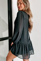 Sweet Anticipation Long Sleeve Mini Dress (Black) - NanaMacs