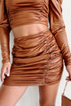 Sound Off Ruched Crop Top & Mini Skirt Set (Brown) - NanaMacs