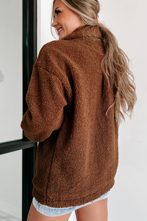 Here's To Today Sherpa Teddy Jacket (Brown) - NanaMacs