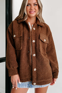 Here's To Today Sherpa Teddy Jacket (Brown) - NanaMacs