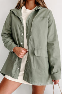 Oregon Coast Drawstring Hood Utility Jacket (Dusty Olive) - NanaMacs