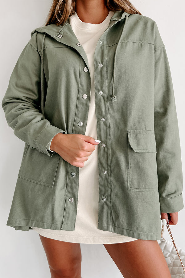 Oregon Coast Drawstring Hood Utility Jacket (Dusty Olive) - NanaMacs