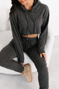 Now Feels Right Brushed Rib Hoodie (Charcoal) - NanaMacs