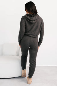 Now Feels Right Brushed Rib Hoodie (Charcoal) - NanaMacs