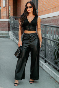 Dream In Gold Sleeveless Floral Lace Top (Black) - NanaMacs