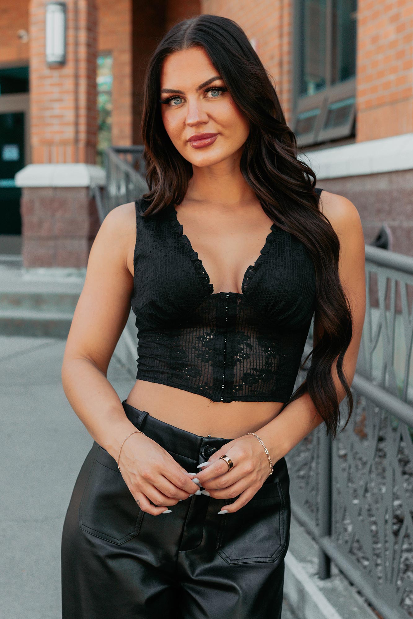 Dream In Gold Sleeveless Floral Lace Top (Black) - NanaMacs