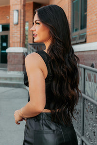 Dream In Gold Sleeveless Floral Lace Top (Black) - NanaMacs