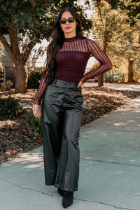 More Than Usual Wide-Leg Faux Leather Pant (Black) - NanaMacs