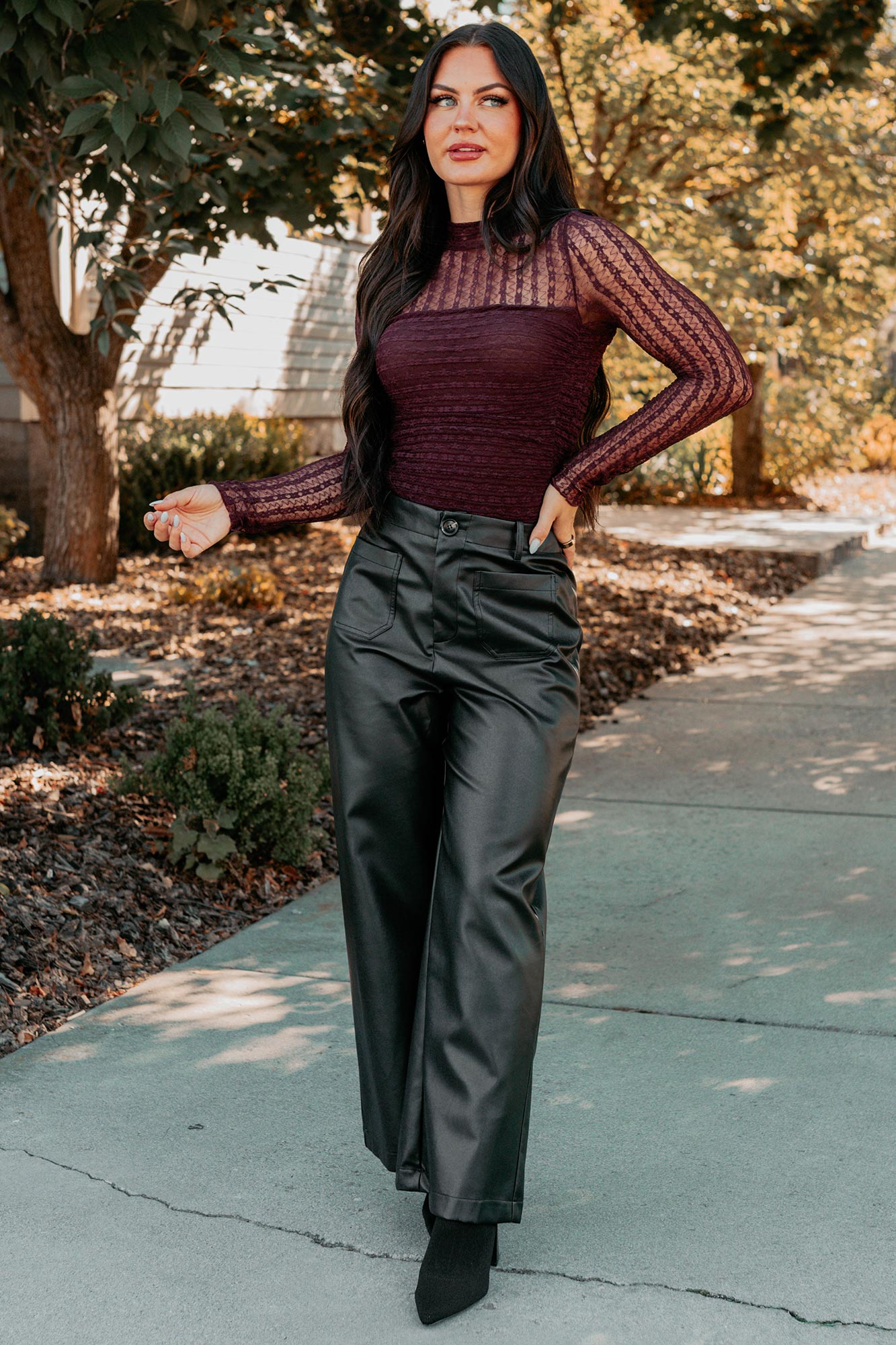 More Than Usual Wide-Leg Faux Leather Pant (Black) - NanaMacs