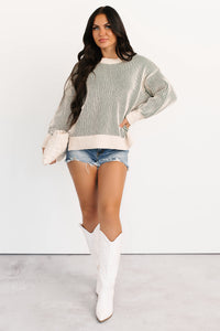 Snug Haven Two Tone Zenana Sweater (Dark Green) - NanaMacs