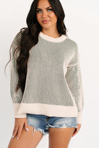 Snug Haven Two Tone Zenana Sweater (Dark Green) - NanaMacs
