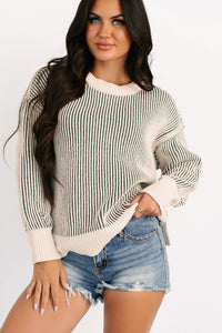 Snug Haven Two Tone Zenana Sweater (Dark Green) - NanaMacs