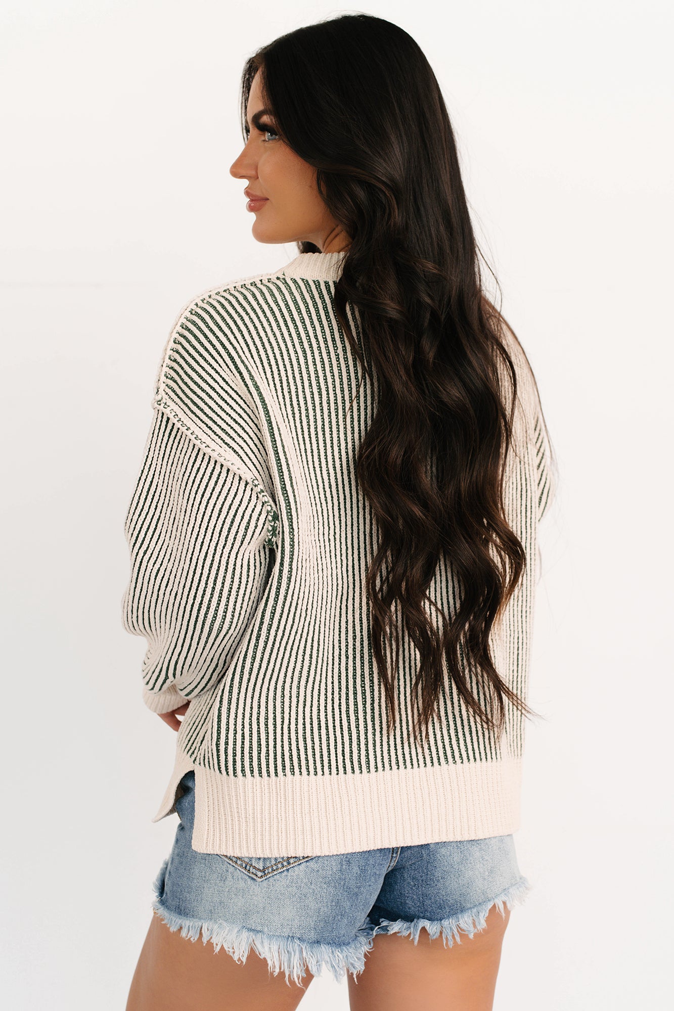 Snug Haven Two Tone Zenana Sweater (Dark Green) - NanaMacs