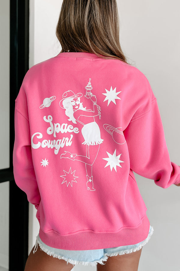 "Space Cowgirl" Double-Sided Graphic Crewneck (Hot Pink) - NanaMacs