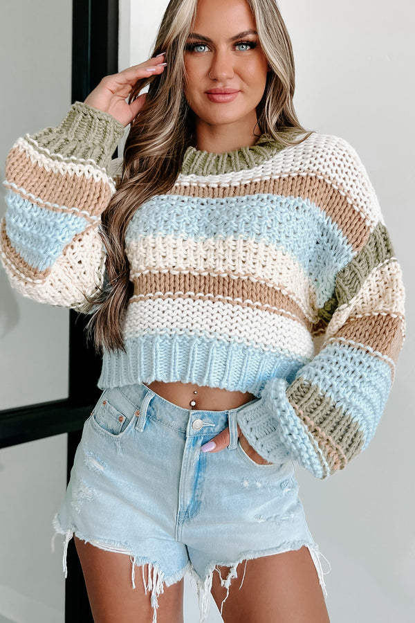 Coastal Summer Striped Chunky Knit Sweater (Brown Combo) - NanaMacs