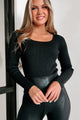 Bonnie Ribbed Square Neck Bodysuit (Black) - NanaMacs