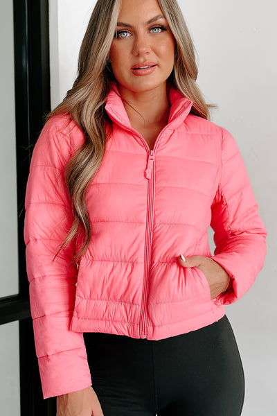 Cold Breeze Puffer Jacket (Pink) - NanaMacs