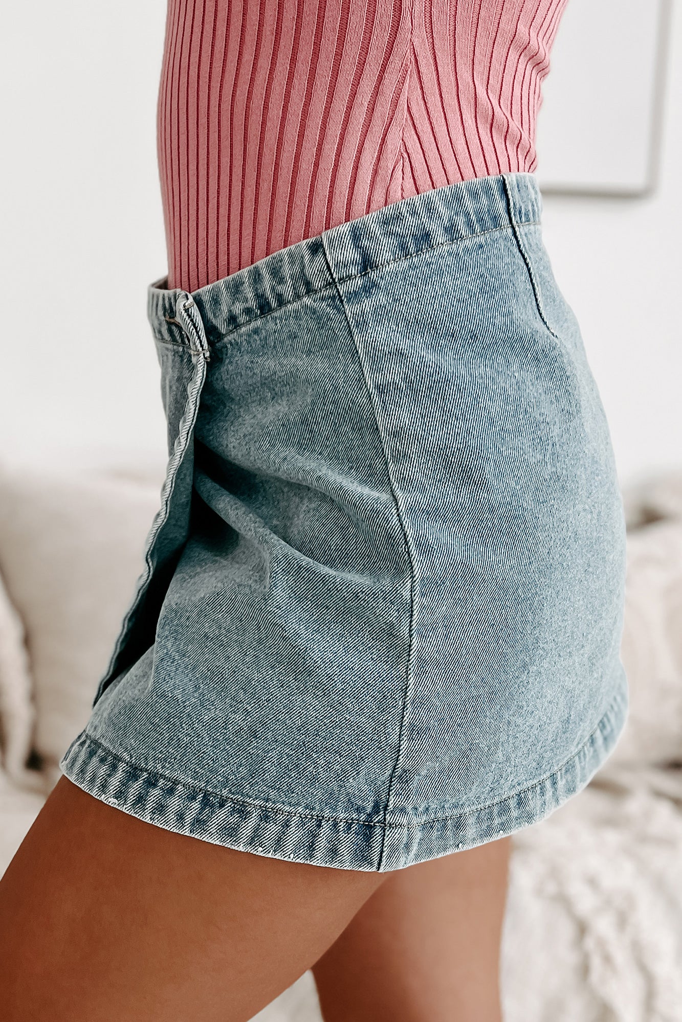 Instantly Cute Denim Wrap Skirt (Denim)