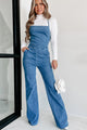 Denim Gypsy Flared Denim Jumpsuit With Open Back (Denim) - NanaMacs