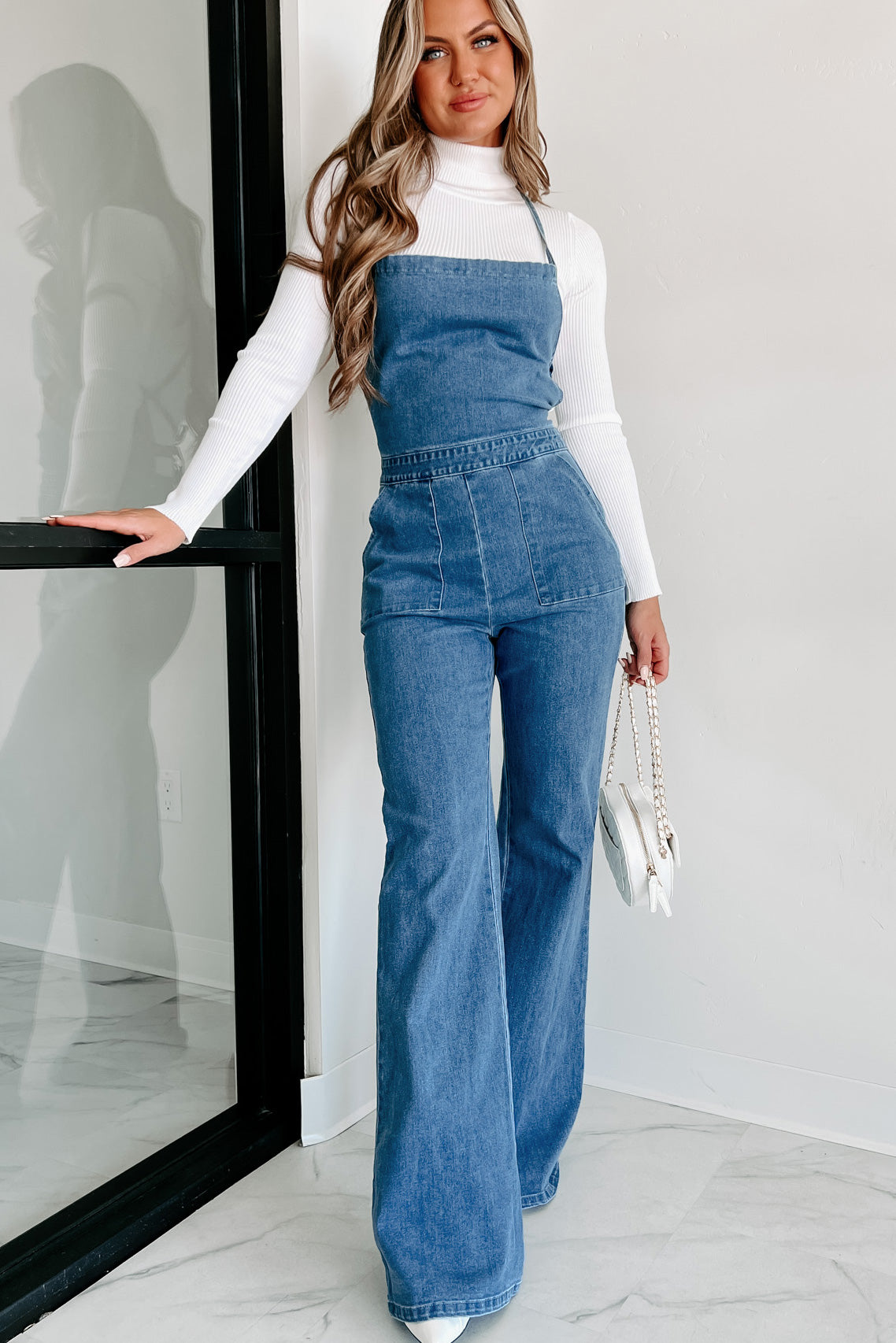 CLANE BACK OPEN DENIM JUMP SUIT - パンツ