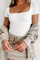 Simply Styled Short Sleeve Square Neck Bodysuit (White) - NanaMacs
