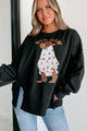 Southern Ghosts Oversized Sequin Graphic Top (Black) - NanaMacs