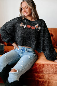 Spooky Special Sequin Tinsel Sweater (Black) - NanaMacs