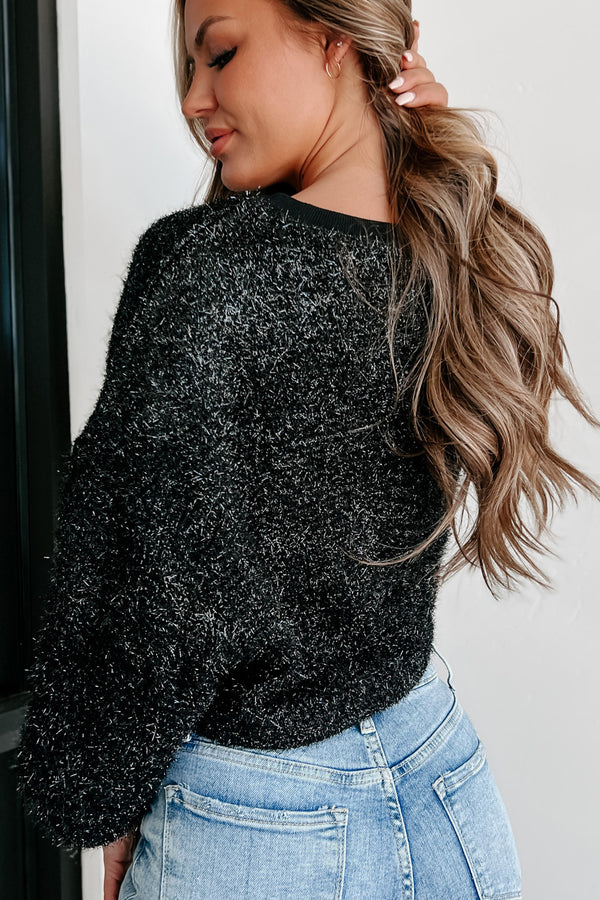 Spooky Special Sequin Tinsel Sweater (Black) - NanaMacs