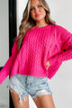 Nantucket Chill Cable Knit Sweater (Fuchsia) - NanaMacs