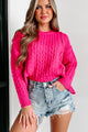 Nantucket Chill Cable Knit Sweater (Fuchsia) - NanaMacs