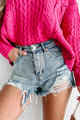 Over The Heartbreak Distressed Denim Shorts (Medium Denim) - NanaMacs