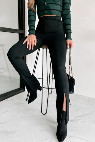 Office Favorite Split Front Leggings (Black) - NanaMacs