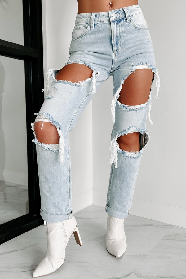 Losing Control High Rise Ripped Baggy Jeans (Light) - NanaMacs