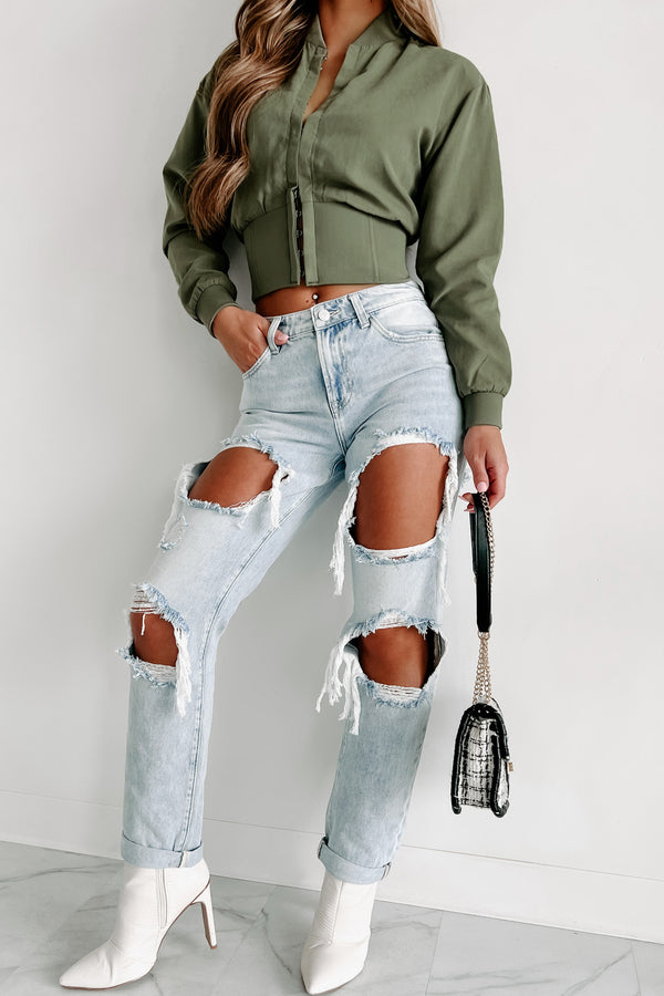 Losing Control High Rise Ripped Baggy Jeans (Light) - NanaMacs