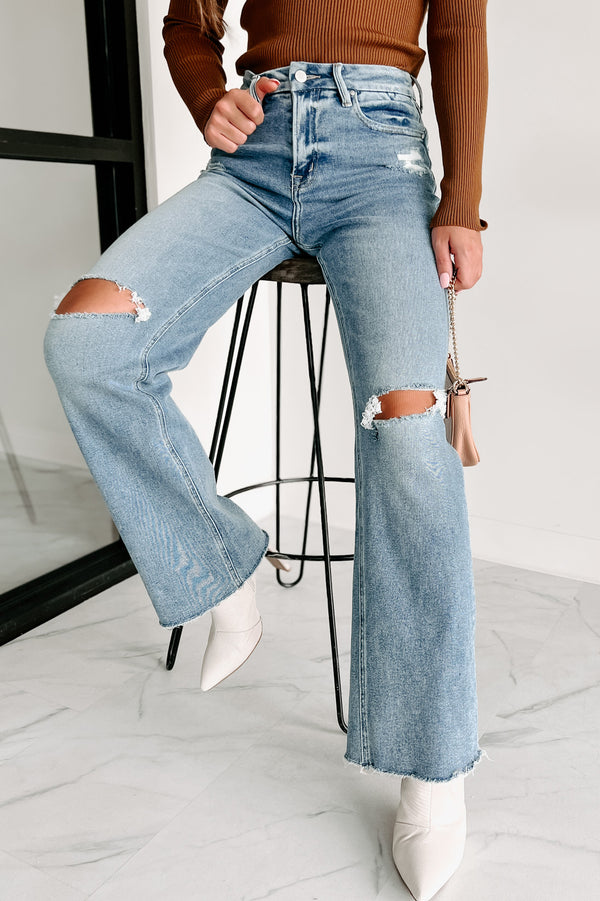 Quentin High Rise Distressed Wide Leg Jeans (Medium) - NanaMacs