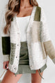Cozy Conditions Colorblock Sweater Cardigan (Beige/Green) - NanaMacs