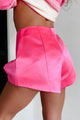 Playful Attention Satin Balloon Shorts (Pink) - NanaMacs