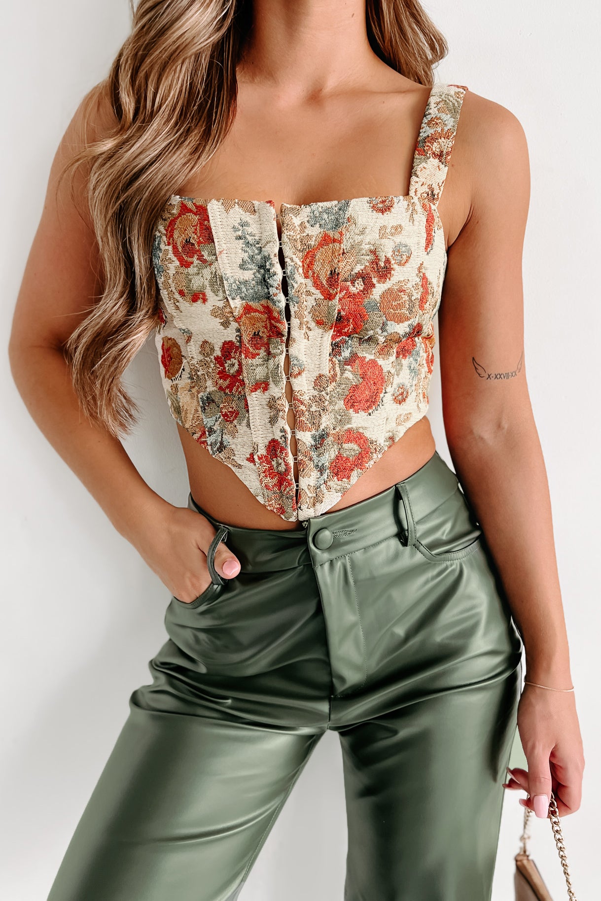 Looking For Attention Hook Front Floral Crop Top (Multi) - NanaMacs