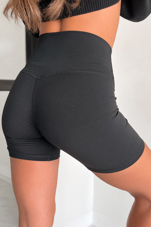 Gym Fanatic High Waisted Biker Shorts (Black) - NanaMacs