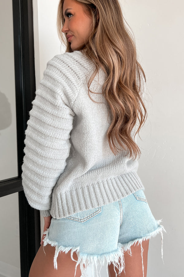 Whitney Wavy Knit Sweater (Heather Grey) - NanaMacs