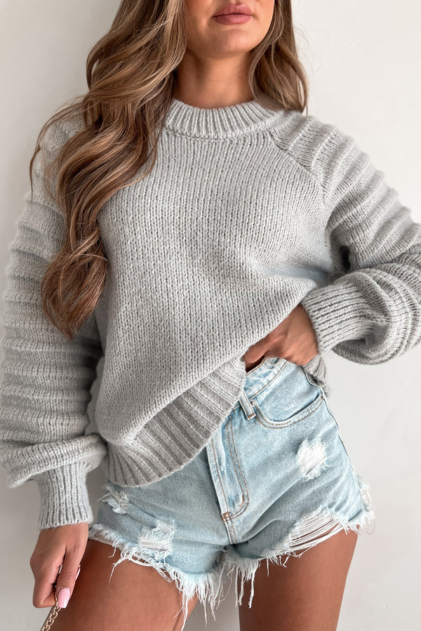 Whitney Wavy Knit Sweater (Heather Grey) - NanaMacs