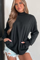 Cool Without Trying Mock Neck Sweatshirt With Pockets (Black) - NanaMacs