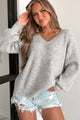 In Perfect Company V-Neck Sweater (Gray) - NanaMacs