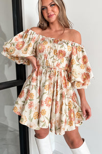 Was It Ever Love Puff Sleeve Floral Mini Dress (Ivory Combo) - NanaMacs