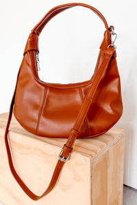 Queen’s Move Faux Leather Round Handbag (Dark Brown) - NanaMacs