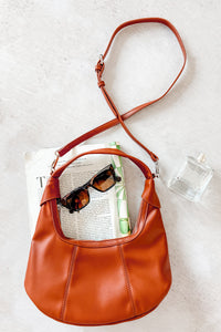 Queen’s Move Faux Leather Round Handbag (Dark Brown) - NanaMacs