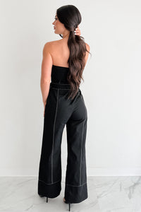 Taste Maker Strapless Wide Leg Jumpsuit (Black) - NanaMacs